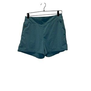 Athleta Brooklyn Shorts Women's 10 Large Teal Mid Rise Stretch Lightweight 3.5"